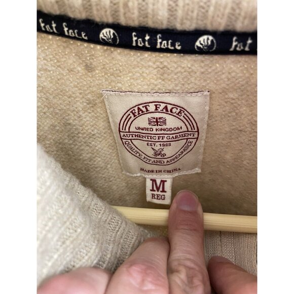 Fat Face U.K Mens Oatmeal Colour Ives Half Neck Jumper Size Medium Fair Isle - Picture 11 of 15